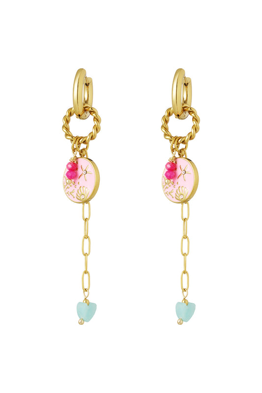 Elegant Pink Drop Earrings in 304S Steel