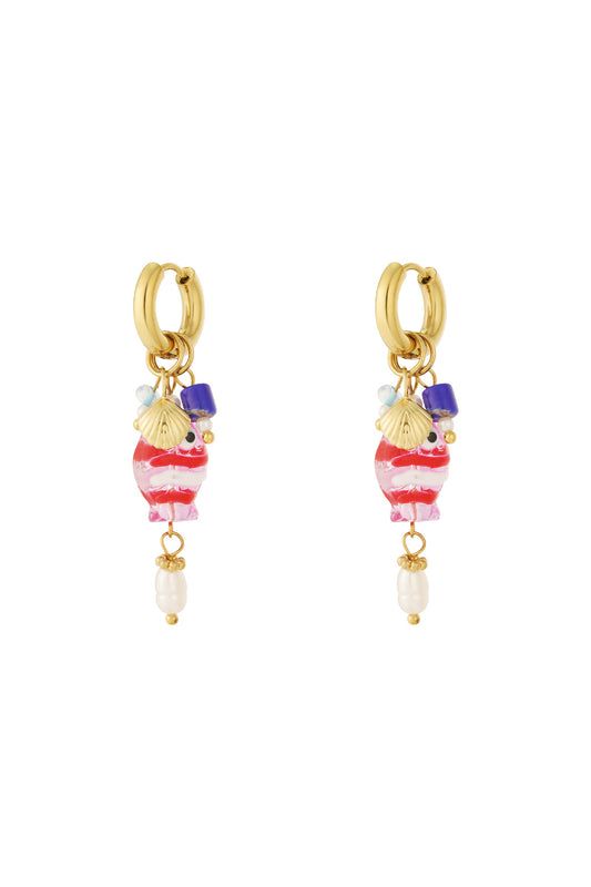 Stylish Pink Stainless Steel Drop Earrings for Spring/Summer