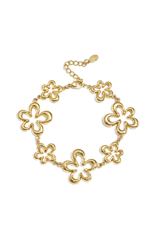 Elegant Flower Charm Bracelet for Women - Silver & Gold