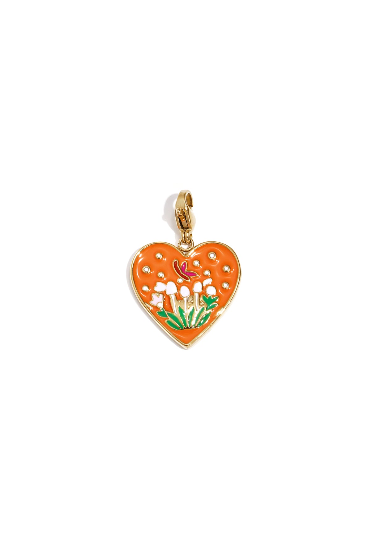Elegant Orange Enamel Flower Heart Ring for Stylish Moms