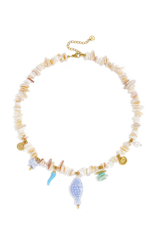 Elegant Off-White Beaded Necklace for Summer Vacations