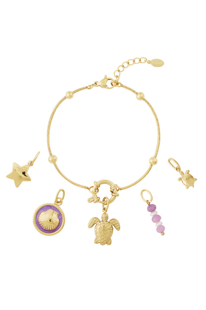 Elegant 14K Gold Plated Oceanic Charm Bracelet