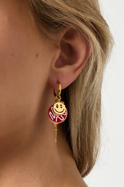 Stylish Gold-Toned Smiling Face Drop Earrings