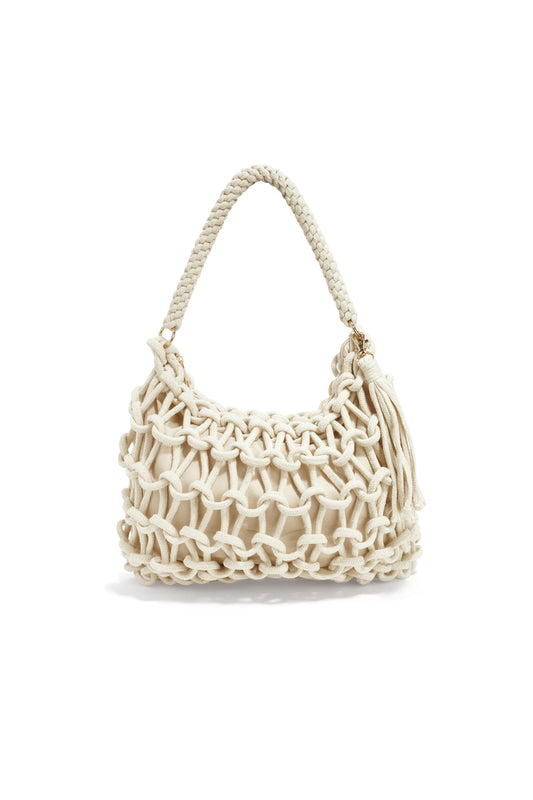 Elegant Black & Off-White Woven Beach Bag for Summer