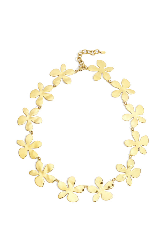 Elegant Gold-Toned Stainless Steel Flower Necklace