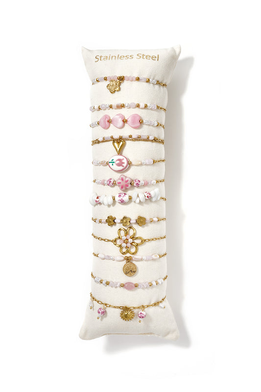 Elegant Ceramic & Crystal Bracelet Set for Spring/Summer