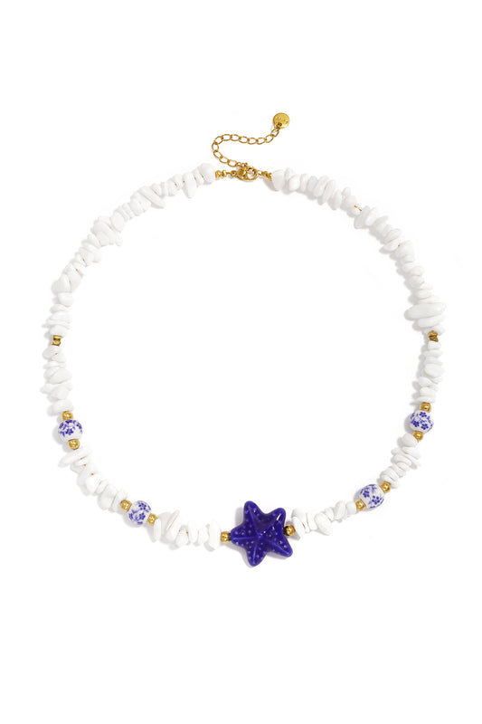 Elegant White Starfish Beaded Necklace for Summer