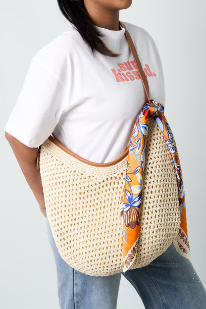 Chic Khaki Round Beach Bag for Summer Getaways