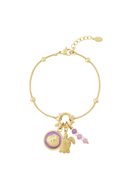 Elegant 14K Gold Plated Oceanic Charm Bracelet