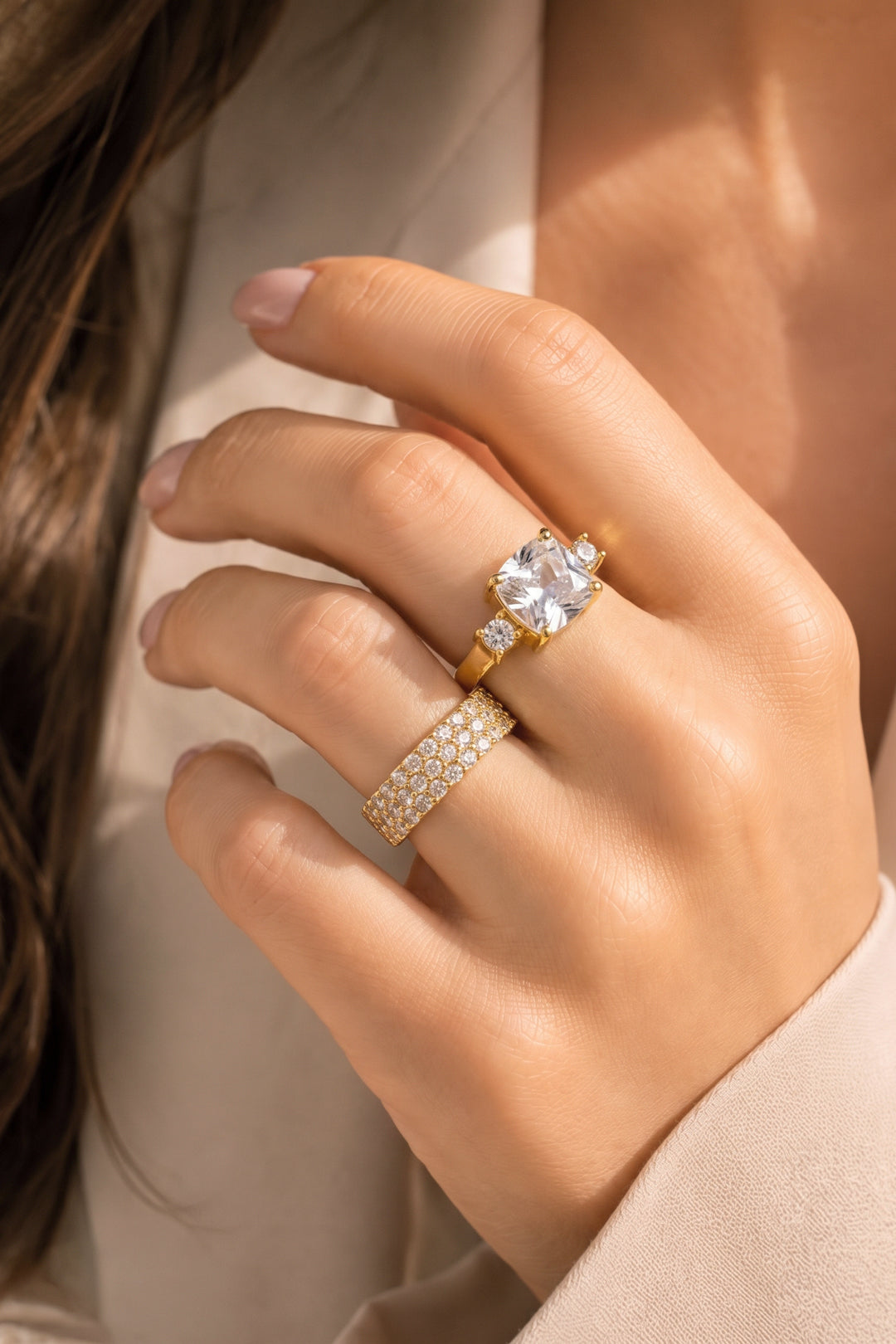 Elegant Minimalist Adjustable Rhinestone Ring