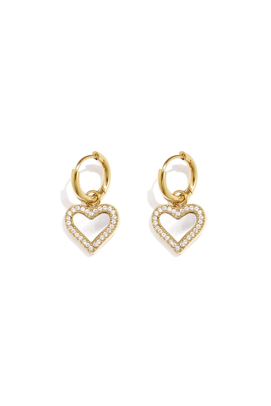 Elegant Heart-Shaped Shell Drop Earrings