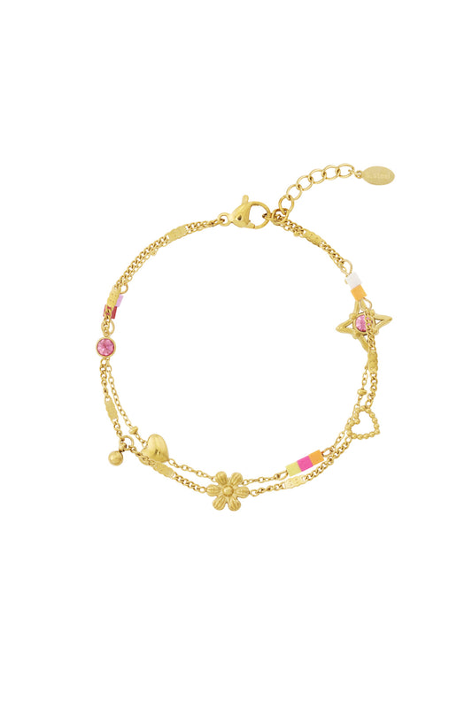 Elegant Gold Color Flower Charm Bracelet for Women